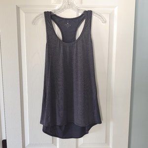 Athleta striped racerback Chi tank (charcoal gray)